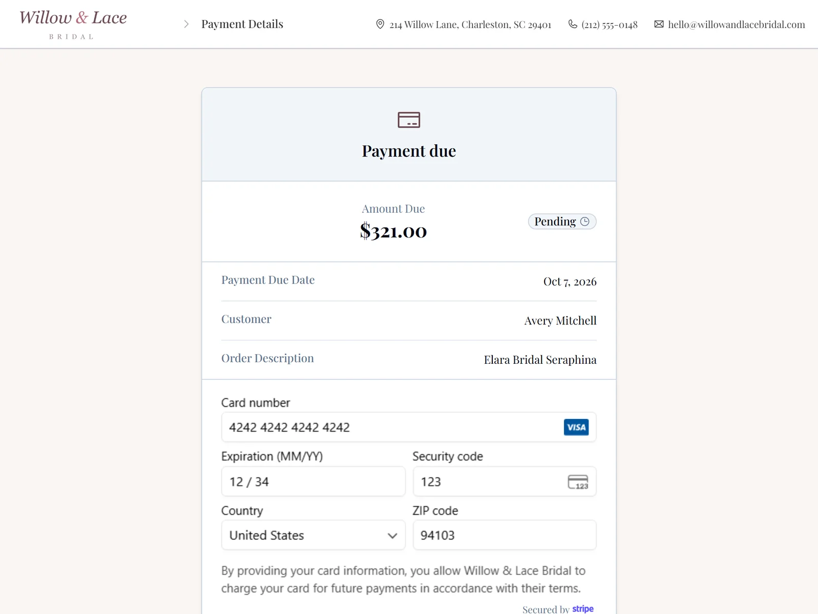Screenshot for article CloudBridal v25.10.1: Flexible Size Charts, Client Self-Service Payments, and Enhanced File Sharing