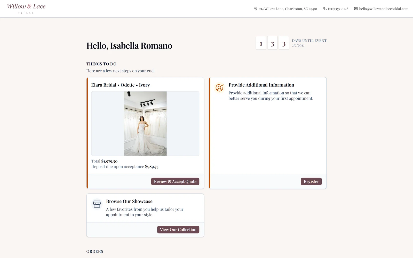 Screenshot for article CloudBridal v26.5.1: Shareable Quotes, Easier Sales Tax Reporting, and a Polished UX