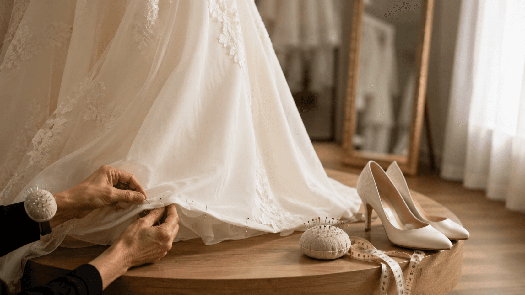 Header image for article Wedding Dress Alterations Timeline: When to Start and What Happens at Each Fitting