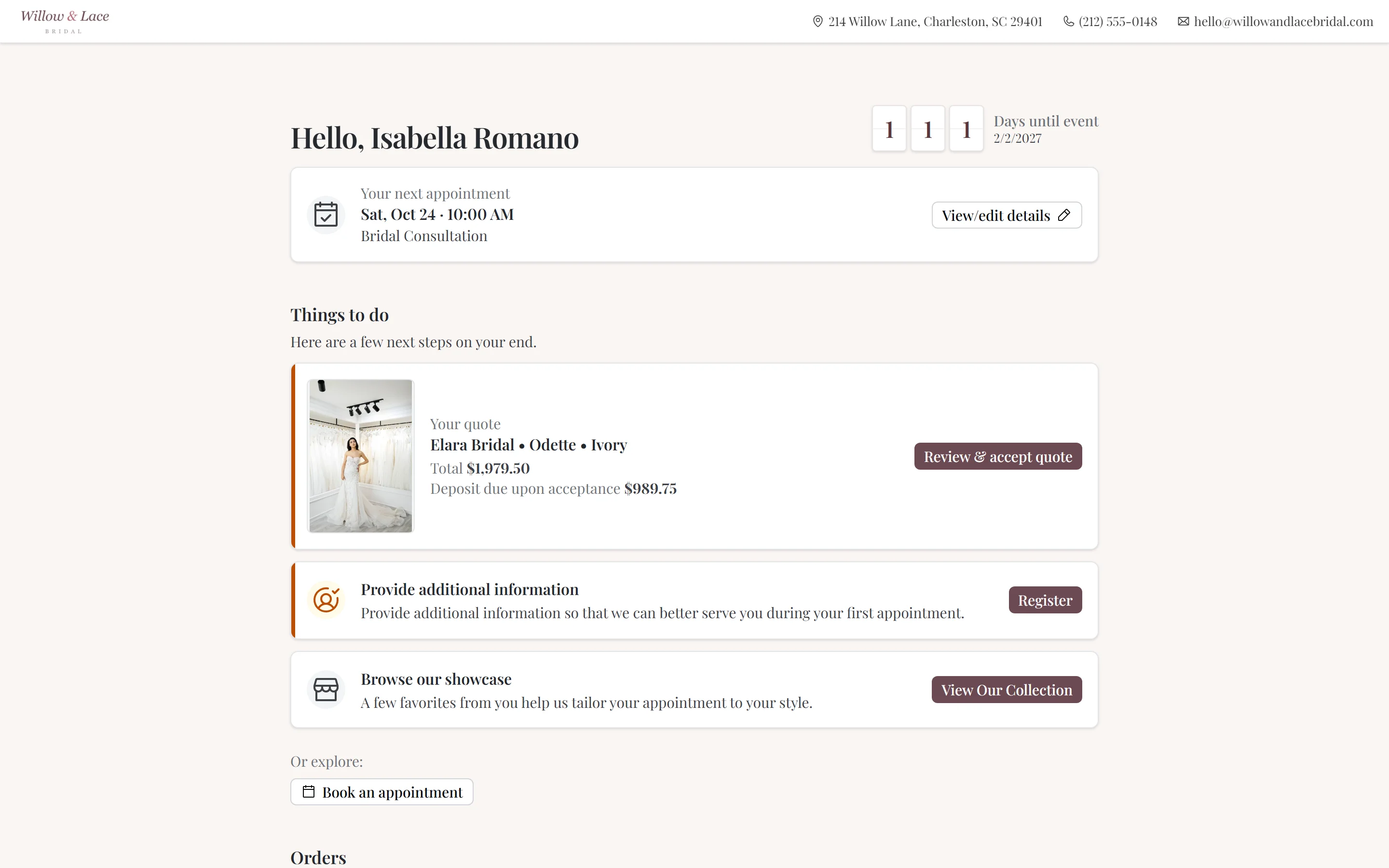 Screenshot for CloudBridal v26.5.1: Shareable Quotes, Easier Sales Tax Reporting, and a Polished UX