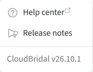 The Help & updates menu, with the version number at the bottom